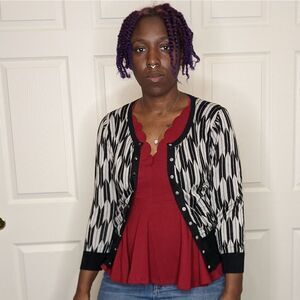 Premise Studio Cardigan Small Button Up Black Gray